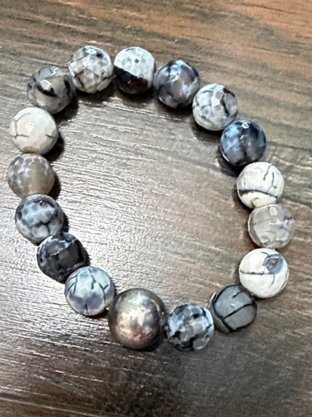 Simon Sebbag Natural Agate Beaded Stretch Bracelet with Sterling Silver Bead